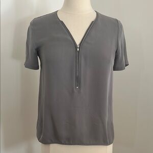 🩶 The Kooples Gray Zip-Front Blouse S